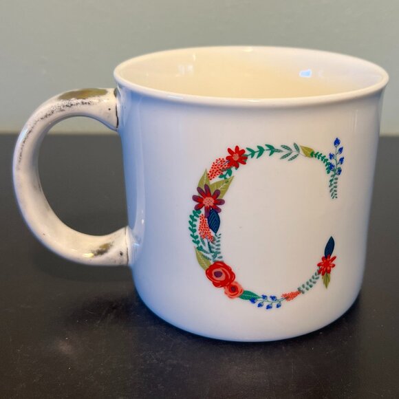 OPALHOUSE Stylish Letter “C” Initial Monogram Alphabet Floral Porcelain Mug ~ - Picture 3 of 12